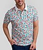 Color:White - Image 1 - Shop Of Florals Printed Short Sleeve Polo Shirt