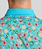 Color:Sky Blue - Image 2 - Shop Of Florals Printed Short Sleeve Polo Shirt