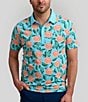 Color:Sky Blue - Image 1 - Tropical Mums Printed Short Sleeve Polo Shirt