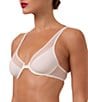 Wolford Sheer Mesh Front-Closure Plunge Racerback Bra, Color:Salt - Image 4