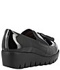 Color:Black Patent - Image 2 - Alba Patent Leather Gored Slip-On Platform Wedge Tassel Loafers
