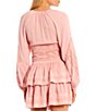 Color:Brushed Rose - Image 2 - Coordinating Lace Woven Button Front Contrast Blouse