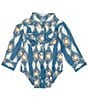 Color:Multi - Image 1 - Wrangler® Baby Boys Newborn-24 Months Long Sleeve Mixed Media Western Style Bodysuit