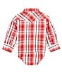 Color:Red - Image 2 - Wrangler® Baby Boys Newborn-24 Months Long Sleeve Plaid Western Style Bodysuit