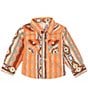 Color:Rust - Image 1 - Wrangler® Baby Boys Newborn-24 Months Long Sleeve Printed Rust Woven Western Shirt