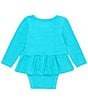 Color:Teal - Image 2 - Wrangler® Baby Girls Newborn-24 Months Long Sleeve Logo Skirted Bodysuit