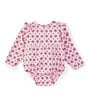 Color:Light Pink - Image 1 - Wrangler® Baby Girls Newborn-24 Months Long Sleeve Printed Poplin Bodysuit
