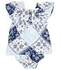 Color:Blue Multi - Image 1 - Wrangler® Baby Girls Newborn-24 Months Short Sleeve Bandana Printed Fit & Flare Dress