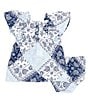 Color:Blue Multi - Image 3 - Wrangler® Baby Girls Newborn-24 Months Short Sleeve Bandana Printed Fit & Flare Dress