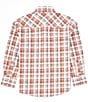 Color:Red - Image 2 - Wrangler® Big Boys 8-20 Long Sleeve Plaid Woven Pearl Snap Shirt