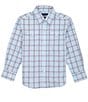 Color:Blue - Image 1 - Wrangler® Big Boys 8-20 Long Sleeve Plaid Wrinke-Resistant Woven Shirt