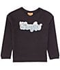 Color:Black - Image 1 - Wrangler® Big Girls 7-16 Long Sleeve Glitter Logo Sweatshirt