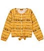 Color:Yellow Multi - Image 1 - Big Girls 7-16 Long-Sleeve Tribal Print Tie-Front Top
