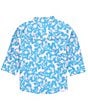 Color:Blue Print - Image 2 - Wrangler® Big Girls 7-16 Long Sleeve Western Snap Shirt