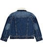 Color:Blue Denim - Image 2 - Wrangler® Big Girls 7-16 Sherpa Denim Jacket