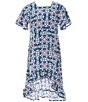 Color:Teal Multi - Image 1 - Wrangler® Big Girls 8-18 Tile Poplin High-Low Dress