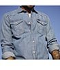 Color:Mid Tint - Image 3 - Wrangler® Regular Fit Western Denim Shirt