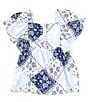 Color:Blue Multi - Image 2 - Wrangler® Little Girls 2T-4T Short Sleeve Bandana Printed Empire Waist Dress