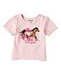 Color:Light Pink - Image 1 - Wrangler® Little Girls 2T-4T Short Sleeve Watercolor Horse T-Shirt