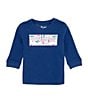 Color:Navy - Image 1 - Wrangler® Little Girls 4-7 Long-Sleeve Fill Logo Sweatshirt