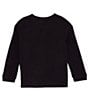 Color:Black - Image 2 - Wrangler® Little Girls 4-7 Long Sleeve Glitter-Accented Logo Fleece Sweatshirt
