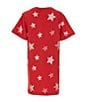 Color:Red - Image 2 - Wrangler® Little Girls 4-7 Short Sleeve Americana Star-Printed T-Shirt Dress