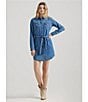Wrangler Wrangler® Long Sleeve Denim Western Shirtdress, Color:Blue - Image 4