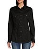 Wrangler Wrangler® Long Sleeve Pointed Front-And-Back Yoke Western Shirt, Color:Black - Image 1