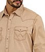 Wrangler Wrangler® Long Sleeve Retro® Premium Solid Woven Shirt, Color:Tan - Image 5