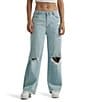 Color:Icy Blue - Image 1 - Wrangler® Mid Rise Destructed Straight Leg Jeans