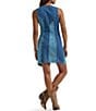Wrangler Patchwork V-Neck Sleeveless Button Front Denim Vest Mini Dress - Image 2
