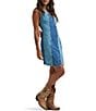 Wrangler Patchwork V-Neck Sleeveless Button Front Denim Vest Mini Dress - Image 4