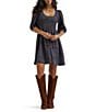 Wrangler® Retro® Horse Printed Puffed Sleeve Chiffon Dress - Image 1