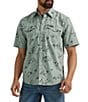 Color:Cactus Cowboy - Image 1 - Wrangler® Short Sleeve Cowboy Printed Poplin Button-Up Shirt