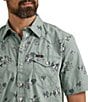 Color:Cactus Cowboy - Image 3 - Wrangler® Short Sleeve Cowboy Printed Poplin Button-Up Shirt