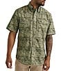 Wrangler Short Sleeve Olivine Print Performance Shirt - Image 1