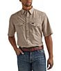 Color:Tan - Image 1 - Wrangler® Short Sleeve Performance Plaid Woven Shirt