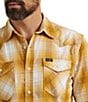 Color:Amber Gold - Image 3 - Wrangler® Short Sleeve Plaid Button-Up Shirt