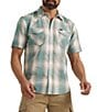 Color:Sea Spray - Image 1 - Wrangler® Short Sleeve Plaid Button-Up Shirt
