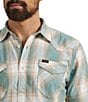 Color:Sea Spray - Image 3 - Wrangler® Short Sleeve Plaid Button-Up Shirt