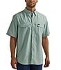 Color:Gray - Image 1 - Wrangler® Short Sleeve Snap Front Solid Performance Shirt