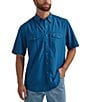 Color:Blue - Image 1 - Wrangler® Short Sleeve Snap Front Solid Performance Shirt