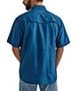 Color:Blue - Image 2 - Wrangler® Short Sleeve Snap Front Solid Performance Shirt