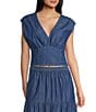 Wrangler® Sleeveless Denim V-Neck Cropped Blouse - Image 1