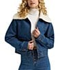 Wrangler Wrangler® Utility Long Sleeve Faux-Shearling Denim Jacket, Color:Carolina - Image 1