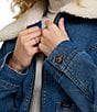Wrangler Wrangler® Utility Long Sleeve Faux-Shearling Denim Jacket, Color:Carolina - Image 4