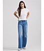 Color:Shallows - Image 5 - Worldwide Denim Mid Rise Frayed Hem Wide Leg Jeans