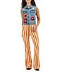 Wrangler x Whataburger Bailey High Rise Orange and White Stripe Flare Jeans, Color:Orange/White - Image 4