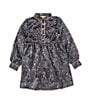 Color:Black - Image 1 - Wrangler®Big Girls 8-18 Long Sleeve Printed Satin Shirtdress