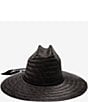 Color:Black - Image 2 - Lagoon Beaded Strap Palm Straw Fedora Hat